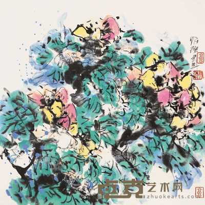 郭怡宗 花卉 镜心 39×39cm